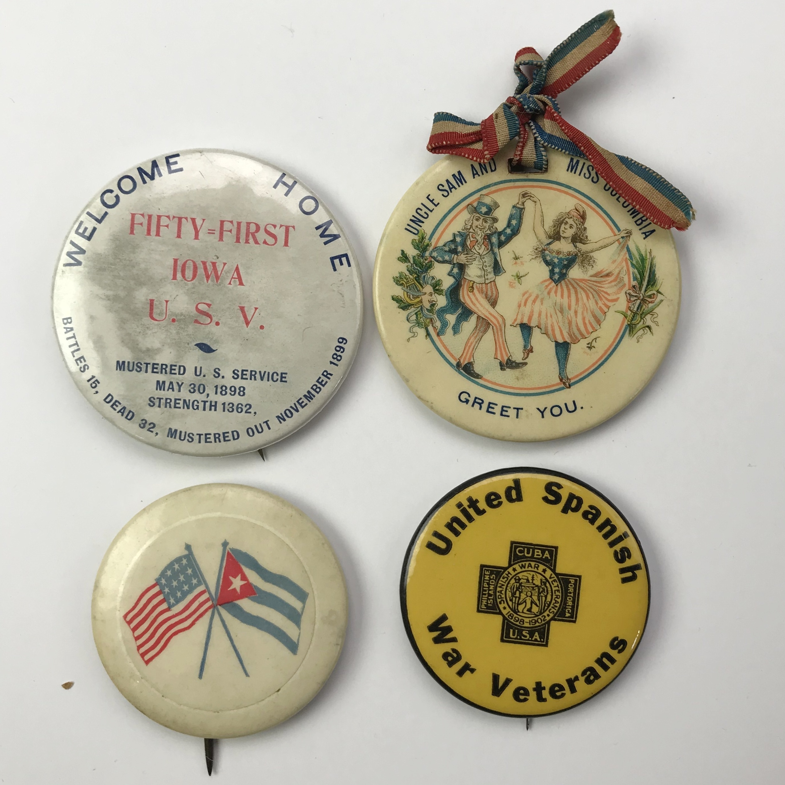 Group of 65 Spanish American War Buttons and Pins | Fine Estate, Inc